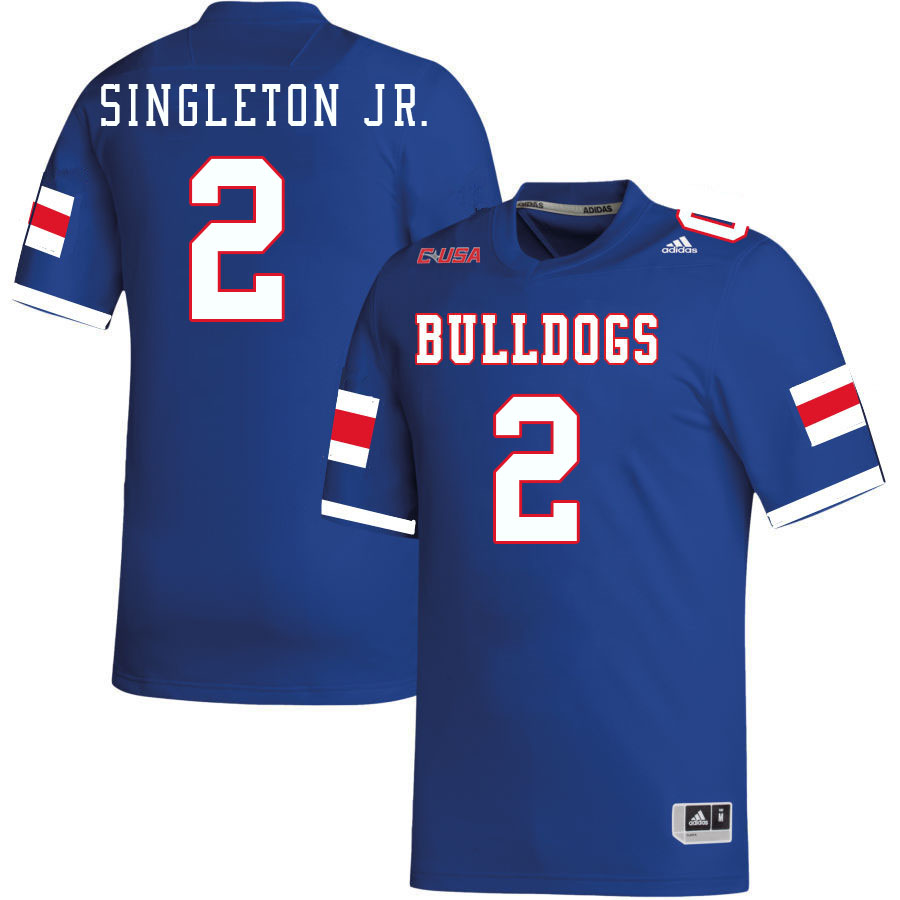 Men-Youth #2 Cecil Singleton Jr. Louisiana Tech Bulldogs 2023 College Football Jerseys Stitched-Blue